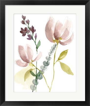 Framed Pastel Flower Composition I Print