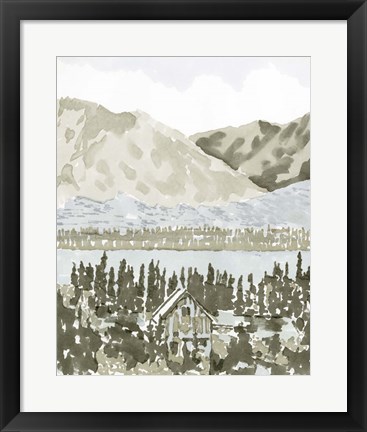 Framed Watercolor Mountain Retreat I Print