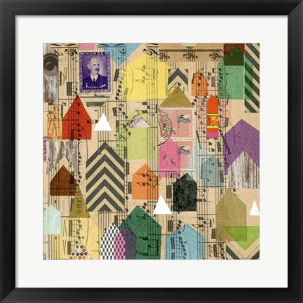 Framed Stamped Houses II Print