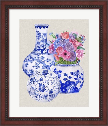 Framed Delft Blue Vases II Print