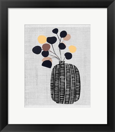 Framed Decorated Vase with Plant III Print