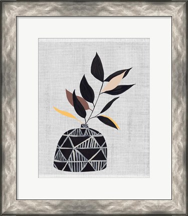 Framed Decorated Vase with Plant IV Print