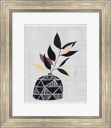 Framed Decorated Vase with Plant IV Print