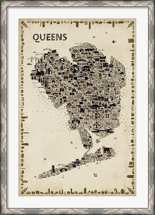 Framed Antique New York Collection-Queens Print