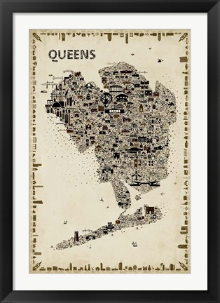 Framed Antique New York Collection-Queens Print