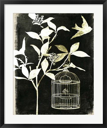 Framed Branch &amp; Bird I Print