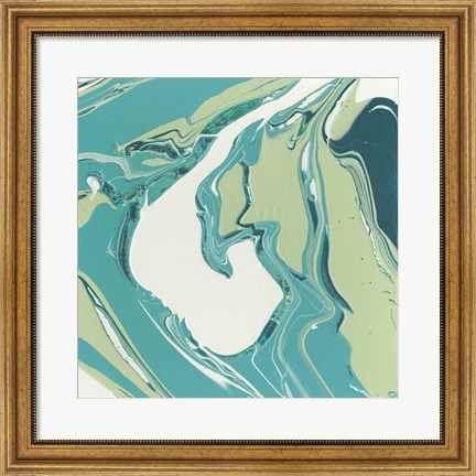 Framed Flowing Teal IV Print
