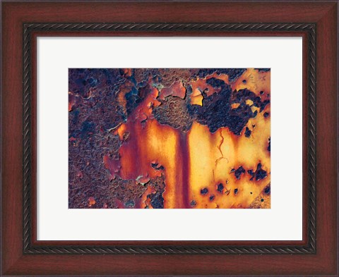 Framed Details Of Rust And Paint On Metal 1 Print