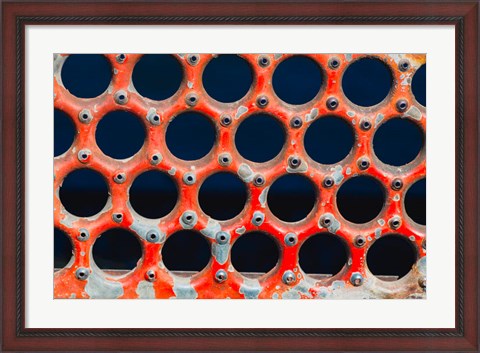 Framed Details Of Rust And Paint On Metal 7 Print