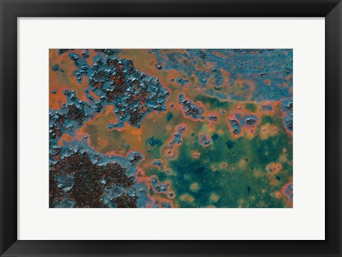 Framed Details Of Rust And Paint On Metal 17 Print