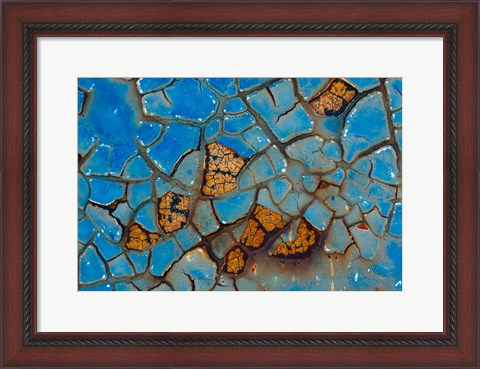 Framed Details Of Rust And Paint On Metal 24 Print
