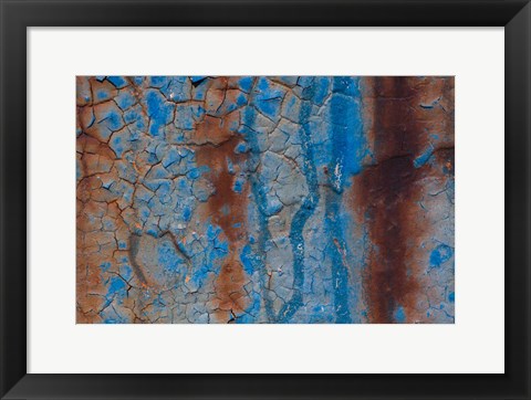 Framed Details Of Rust And Paint On Metal 26 Print