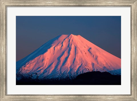 Framed Alpenglow On Mt Ngauruhoe At Dawn, Tongariro National Park, New Zealand Print