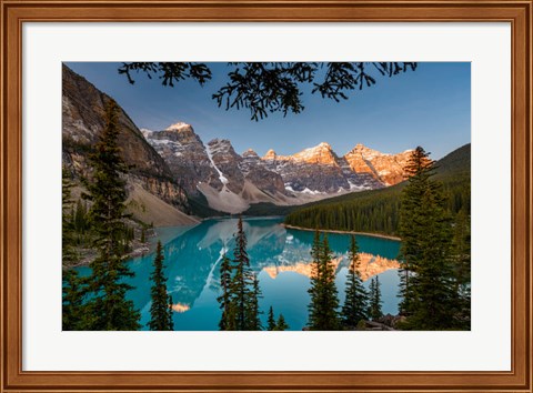Framed Alberta, Banff National Park, Moraine Lake At Sunrise Print
