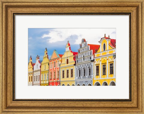 Framed Europe, Czech Republic, Telc Colorful Houses On Main Square Print
