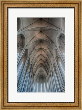 Framed Iceland, Reykjavik, Ribbed Vaults In The Modern Cathedral Of Hallgrimskirkja Print