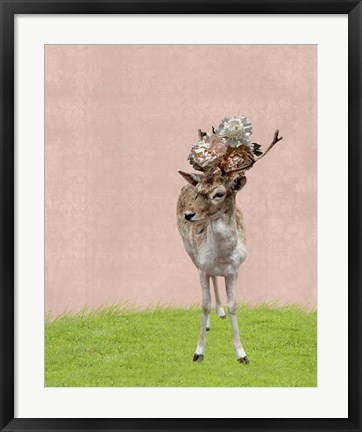 Framed Buck on Pink Print