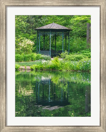 Framed Delaware, Gazebo Overlooking A Pond Print