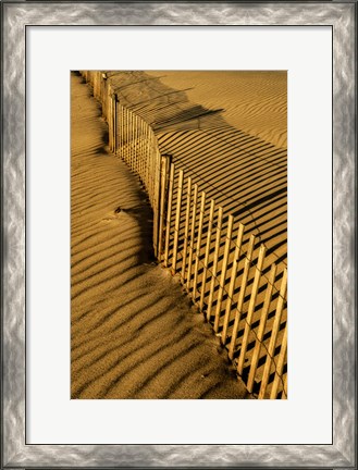 Framed New Jersey, Cape May, Fence Shadow On Shore Sand Print