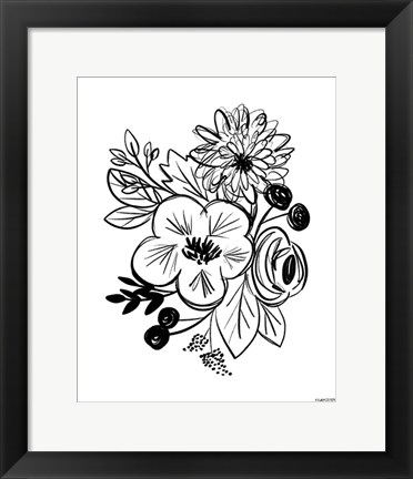 Framed Flower Sketch III Print