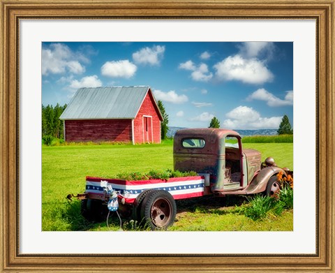Framed Barn and Truck Print