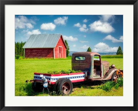 Framed Barn and Truck Print
