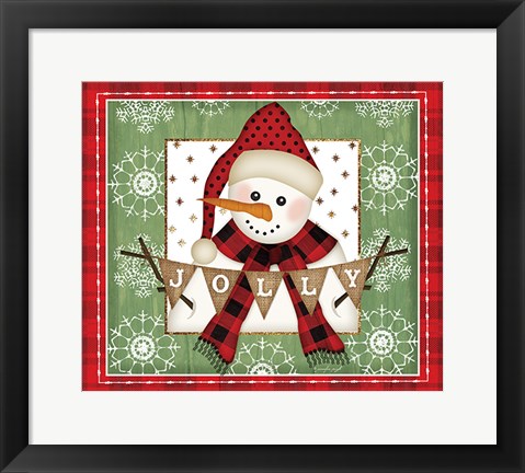 Framed Jolly Snowman Print