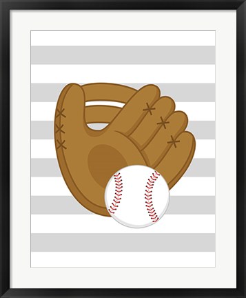 Framed Baseball Glove Stripes Print