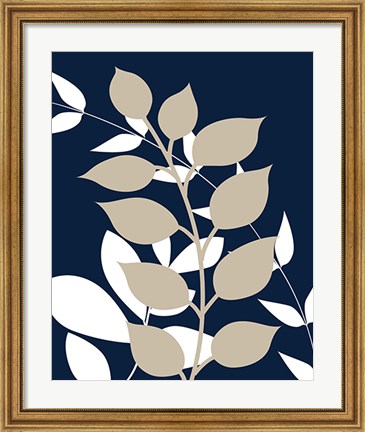 Framed Navy Foliage III Print