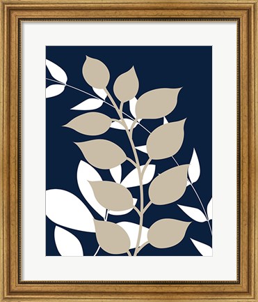 Framed Navy Foliage III Print
