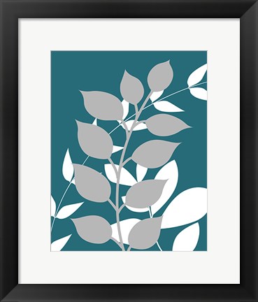 Framed Teal Foliage I Print