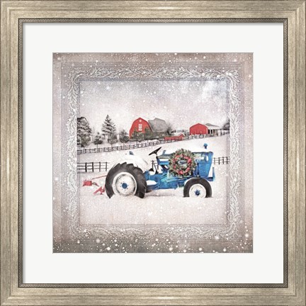 Framed Christmas Tractor Print