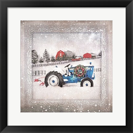 Framed Christmas Tractor Print