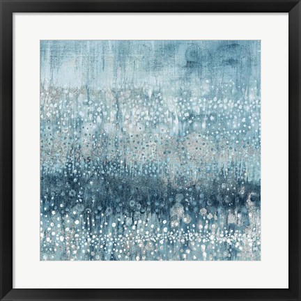 Framed Rain Abstract IV Blue Silver Print