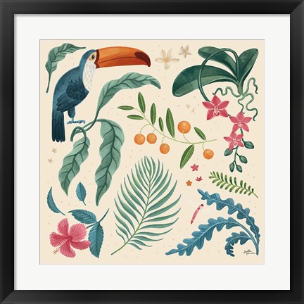 Framed Jungle Love III Cream Print