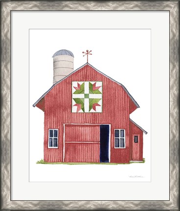 Framed Life on the Farm Barn Element I Dark Red Print