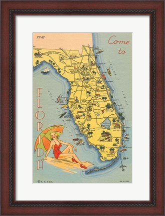 Framed Florida Postcard VI Print