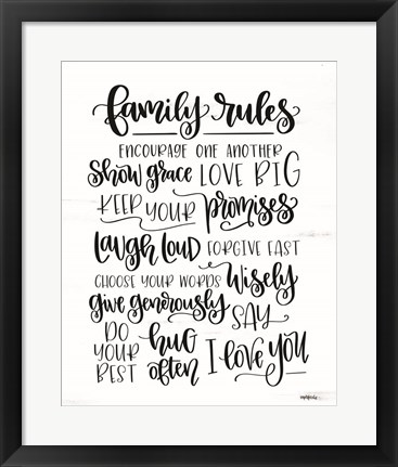 Framed Family Rules Print