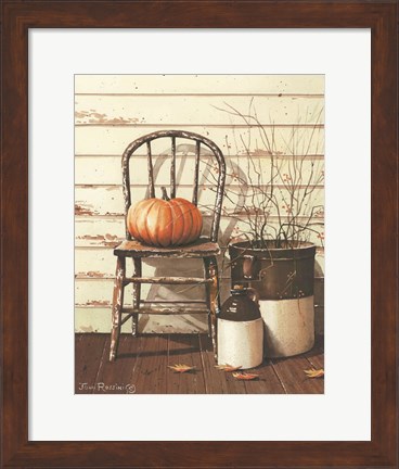 Framed Pumpkin &amp; Chair Print