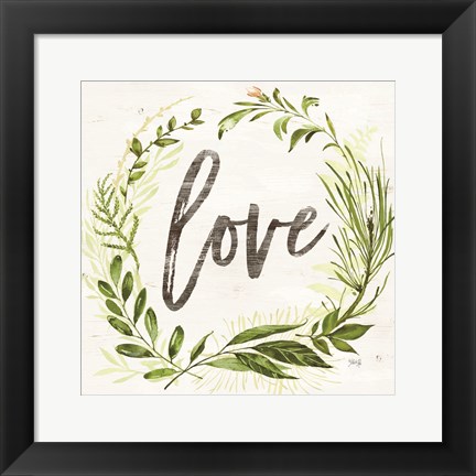 Framed Love Greenery Wreath Print