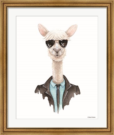 Framed Alpaca in Aviators Print