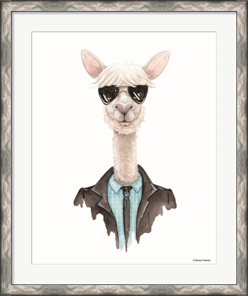 Framed Alpaca in Aviators Print