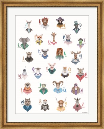 Framed Animal Alphabet Poster Print