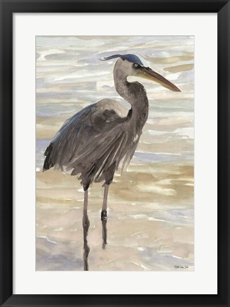 Framed Heron in Water Print