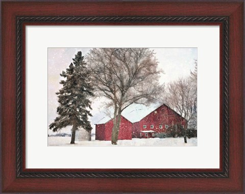 Framed Snowy Barn Print