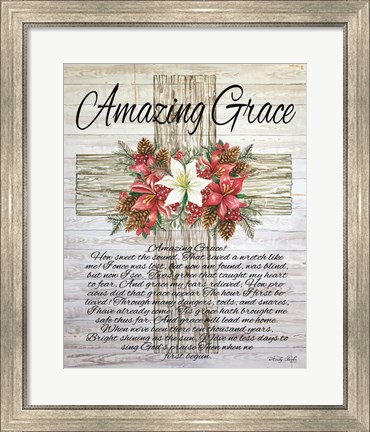 Framed Amazing Grace Christmas Cross Print