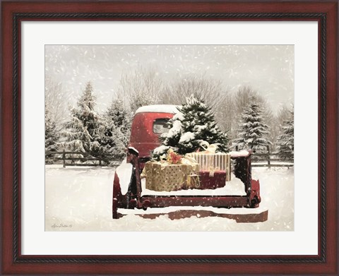 Framed Snowy Presents Print
