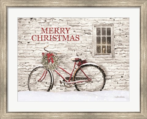Framed Merry Christmas Bicycle Print