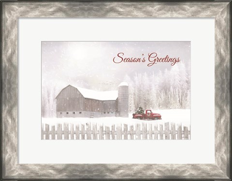 Framed Season&#39;s Greetings with Truck Print