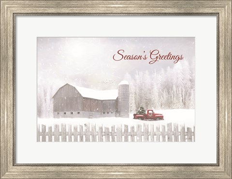 Framed Season&#39;s Greetings with Truck Print
